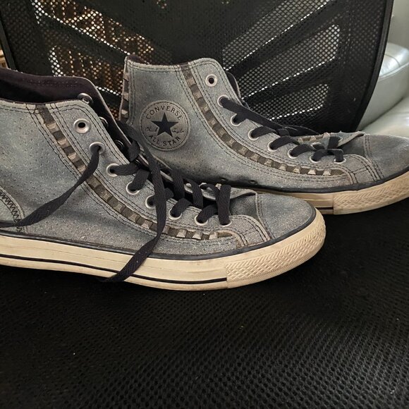 CONVERSE Chuck Taylor ALL STAR Blue Suede Metal Studs Hightop Sneakers - 10 - Picture 4 of 4